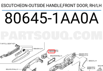 Nissan 806451AA0A ESCUTCHEON-OUTSIDE HANDLE,FRONT DOOR, RH/LH