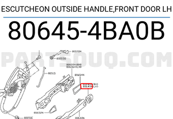 Nissan 806454BA0B ESCUTCHEON OUTSIDE HANDLE,FRONT DOOR LH