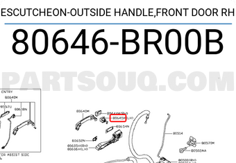 Nissan 80646BR00B ESCUTCHEON-OUTSIDE HANDLE,FRONT DOOR RH