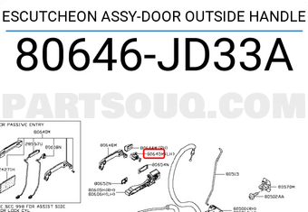 Nissan 80646JD33A ESCUTCHEON ASSY-DOOR OUTSIDE HANDLE