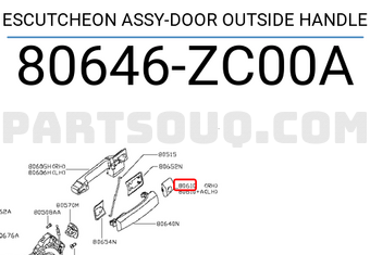 Nissan 80646ZC00A ESCUTCHEON ASSY-DOOR OUTSIDE HANDLE