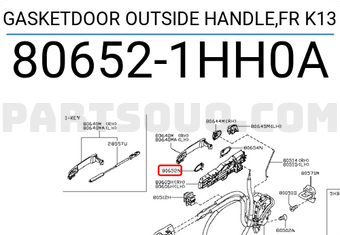 Nissan 806521HH0A GASKETDOOR OUTSIDE HANDLE,FR K13