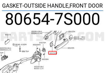 Nissan 806547S000 GASKET-OUTSIDE HANDLE,FRONT DOOR