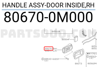 Nissan 806700M000 HANDLE ASSY-DOOR INSIDE,RH