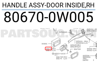 Nissan 806700W005 HANDLE ASSY-DOOR INSIDE,RH