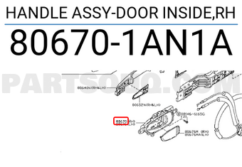 Nissan 806701AN1A HANDLE ASSY-DOOR INSIDE,RH
