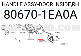 Nissan 806701EA0A HANDLE ASSY-DOOR INSIDE,RH
