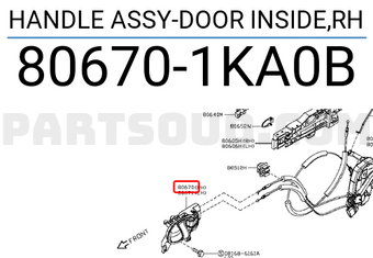 Nissan 806701KA0B HANDLE ASSY-DOOR INSIDE,RH