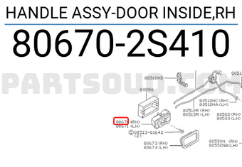 Nissan 806702S410 HANDLE ASSY-DOOR INSIDE,RH