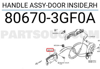 Nissan 806703GF0A HANDLE ASSY-DOOR INSIDE,RH