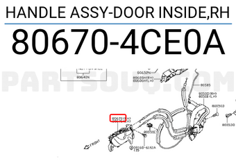 Nissan 806704CE0A HANDLE ASSY-DOOR INSIDE,RH