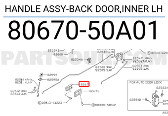 Nissan 8067050A01 HANDLE ASSY-BACK DOOR,INNER LH