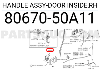 Nissan 8067050A11 HANDLE ASSY-DOOR INSIDE,RH