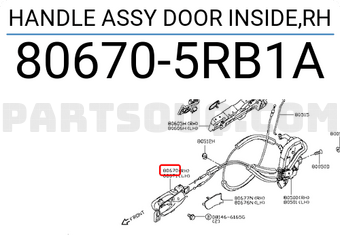 Nissan 806705RB1A HANDLE ASSY DOOR INSIDE,RH