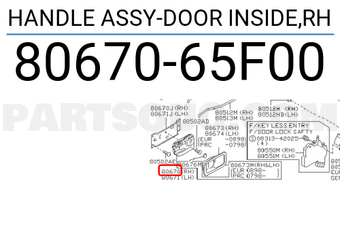 Nissan 8067065F00 HANDLE ASSY-DOOR INSIDE,RH