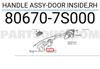 Nissan 806707S000 HANDLE ASSY-DOOR INSIDE,RH