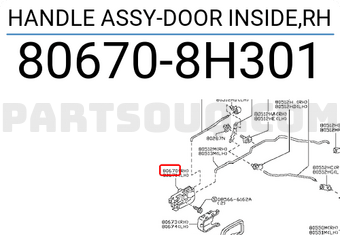 Nissan 806708H301 HANDLE ASSY-DOOR INSIDE,RH