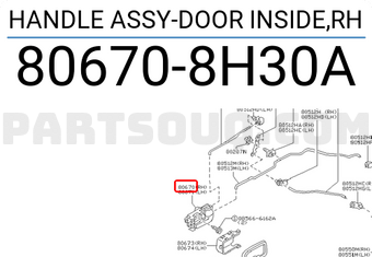 Nissan 806708H30A HANDLE ASSY-DOOR INSIDE,RH
