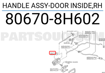 Nissan 806708H602 HANDLE ASSY-DOOR INSIDE,RH