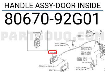 Nissan 8067092G01 HANDLE ASSY-DOOR INSIDE
