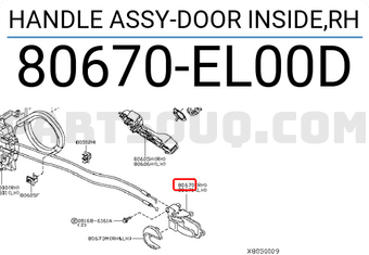 Nissan 80670EL00D HANDLE ASSY-DOOR INSIDE,RH