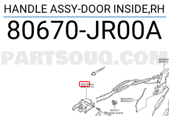 Nissan 80670JR00A HANDLE ASSY-DOOR INSIDE,RH