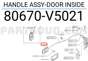 Nissan 80670V5021 HANDLE ASSY-DOOR INSIDE