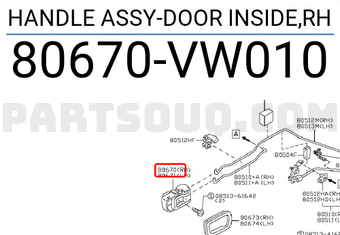 Nissan 80670VW010 HANDLE ASSY-DOOR INSIDE,RH