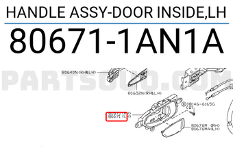 Nissan 806711AN1A HANDLE ASSY-DOOR INSIDE,LH