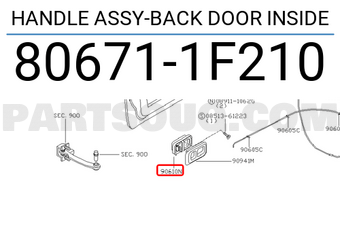 Nissan 806711F210 HANDLE ASSY-BACK DOOR INSIDE
