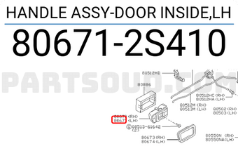 Nissan 806712S410 HANDLE ASSY-DOOR INSIDE,LH
