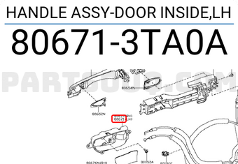 Nissan 806713TA0A HANDLE ASSY-DOOR INSIDE,LH