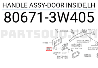 Nissan 806713W405 HANDLE ASSY-DOOR INSIDE,LH