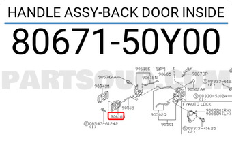 Nissan 8067150Y00 HANDLE ASSY-BACK DOOR INSIDE