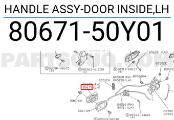 Nissan 8067150Y01 HANDLE ASSY-DOOR INSIDE,LH