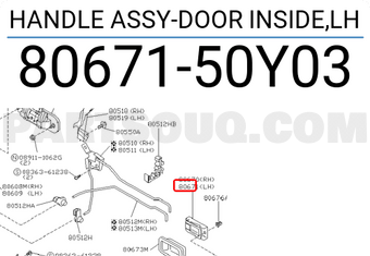 Nissan 8067150Y03 HANDLE ASSY-DOOR INSIDE,LH