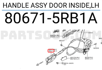 Nissan 806715RB1A HANDLE ASSY DOOR INSIDE,LH