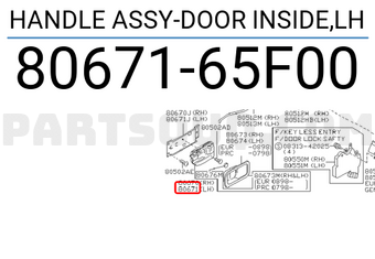 Nissan 8067165F00 HANDLE ASSY-DOOR INSIDE,LH