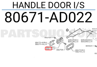 Nissan 80671AD022 HANDLE DOOR I/S