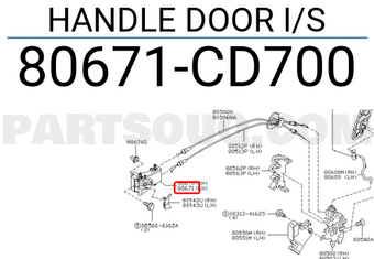 Nissan 80671CD700 HANDLE DOOR I/S