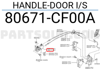 Nissan 80671CF00A HANDLE-DOOR I/S