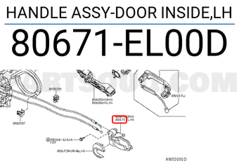 Nissan 80671EL00D HANDLE ASSY-DOOR INSIDE,LH