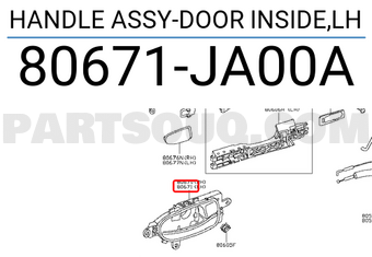 Nissan 80671JA00A HANDLE ASSY-DOOR INSIDE,LH