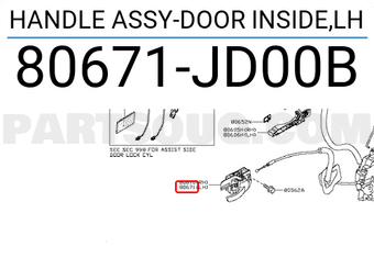 Nissan 80671JD00B HANDLE ASSY-DOOR INSIDE,LH