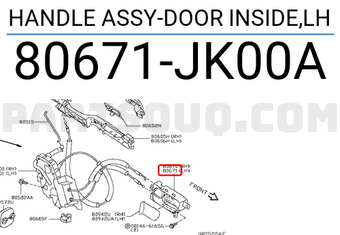 Nissan 80671JK00A HANDLE ASSY-DOOR INSIDE,LH