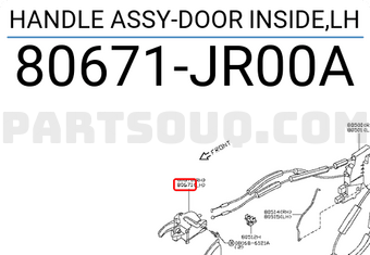 Nissan 80671JR00A HANDLE ASSY-DOOR INSIDE,LH