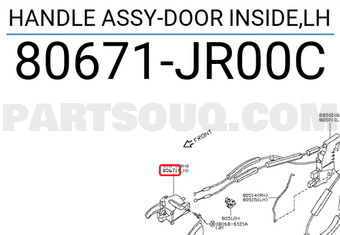 Nissan 80671JR00C HANDLE ASSY-DOOR INSIDE,LH