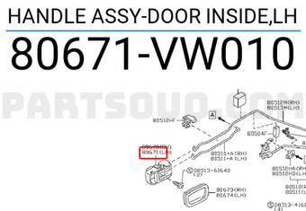 Nissan 80671VW010 HANDLE ASSY-DOOR INSIDE,LH
