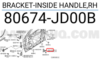 Nissan 80674JD00B BRACKET-INSIDE HANDLE,RH