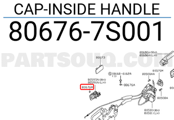 Nissan 806767S001 CAP-INSIDE HANDLE